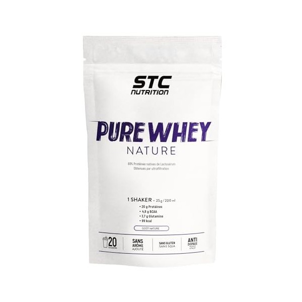STC Nutrition – Pure Whey – Protéines Natives Lactosérum - Apport en protéines Quotidien – Anti-dopage – sans arôme ajouté - 