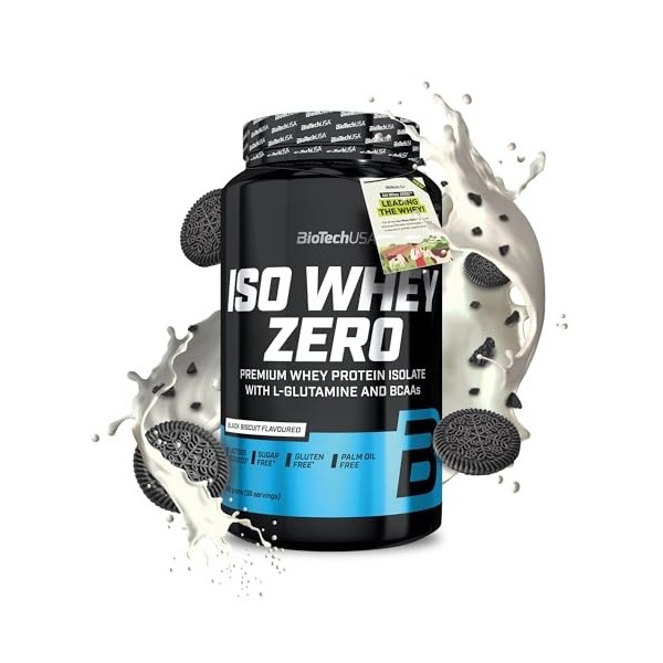 BioTechUSA Iso Whey Zero | Premium Whey Protein Isolate | Grass-Fed | Enzyme-Free | Sugar- and Gluten-free, 908 g, Black bisc