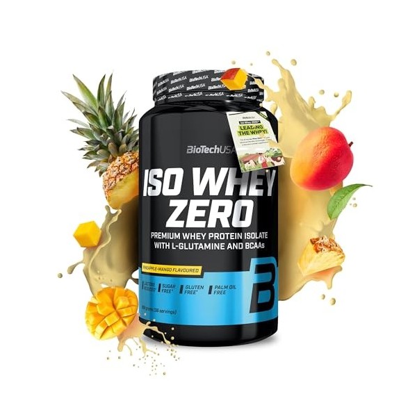 BioTechUSA Iso Whey Zero | Premium Whey Protein Isolate | Grass-Fed | Enzyme-Free | Sugar- and Gluten-free, 908 g, Ananas-man