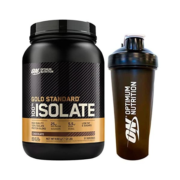 Optimum Nutrition Gold Standard 100% Whey Isolate Protéines de lactosérum en Poudre avec BCAA Goût Chocolat 930g 31 portions 