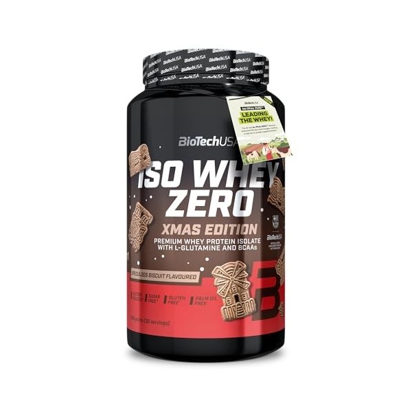 BioTechUSA Iso Whey Zero | Premium Whey Protein Isolate | Grass-Fed | Enzyme-Free | Sugar- and Gluten-free, 908 g, Speculoos