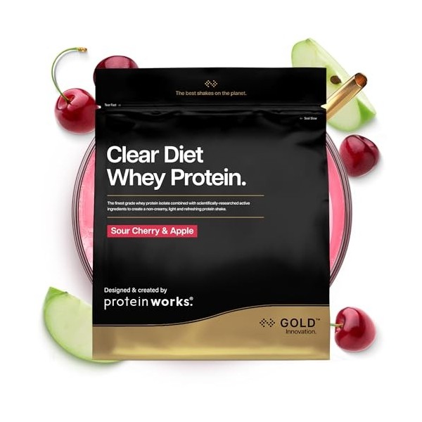 Protein Works | Clear Diet Whey Protein – GOLD Innovation, Poudre de Whey Isolate, Boisson Protéinée Rafraîchissante, Cerise 