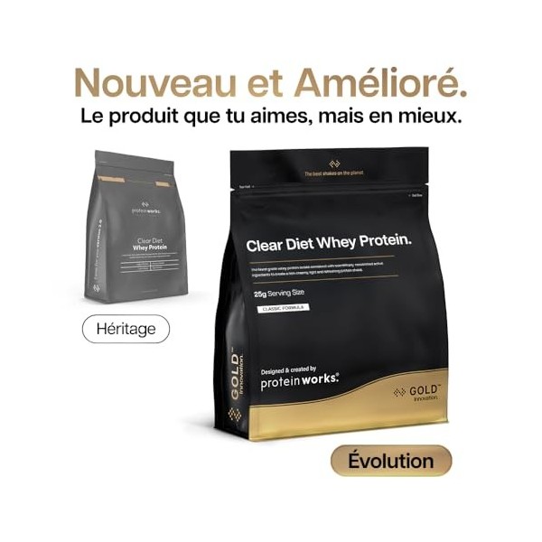 Protein Works | Clear Diet Whey Protein – GOLD Innovation, Poudre de Whey Isolate, Boisson Protéinée Rafraîchissante, Orange 