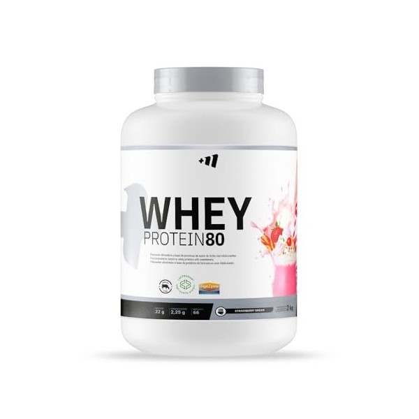 MM Supplements Whey Protein 80-2 kg - Rêve de fraise - Protéine de lactosérum - Protéine de blé - Avec lacprodan dArla et pr