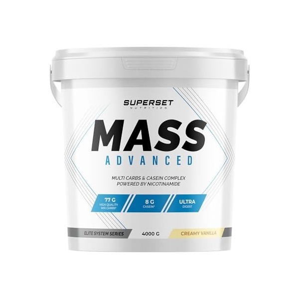 Superset Nutrition | Mass Advanced 4kg | Gainers | Gainer grand format pour encore plus de masse ! - Vanille Crémeuse