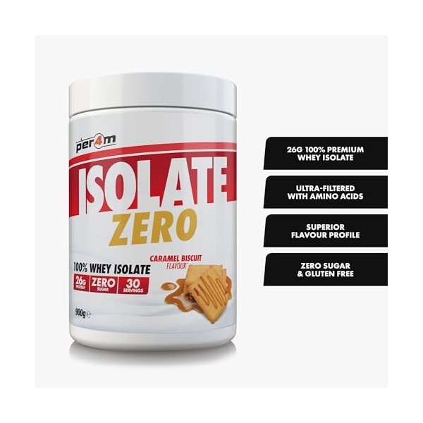 Per4m Isolate Zero Biscuit Caramel 900g – Isolat de protéine zéro goût biscuit caramel pour la récupération musculaire Protéi...