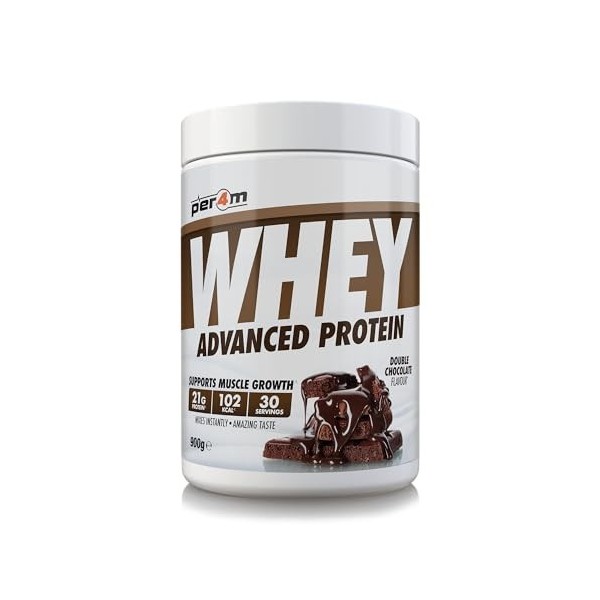 Per4m Whey Protéine Double Chocolat 900g – Protéine whey double chocolat pour la récupération Protéines whey