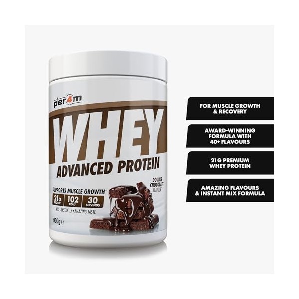 Per4m Whey Protéine Double Chocolat 900g – Protéine whey double chocolat pour la récupération Protéines whey