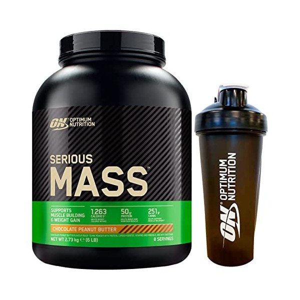 Optimum Nutrition Serious Mass Gainer Protéines de Lactosérum en Poudre pour la Masse Musculaire avec Créatine Glutamine et V