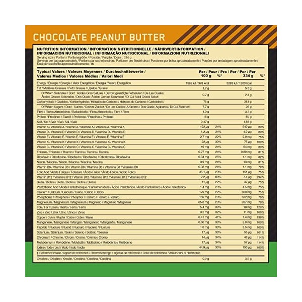 Optimum Nutrition Serious Mass Gainer Protéines de Lactosérum en Poudre pour la Masse Musculaire avec Créatine Glutamine et V