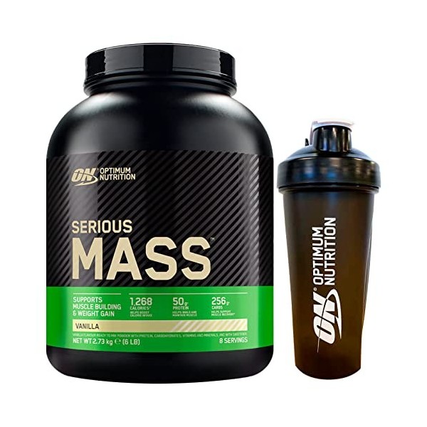 Optimum Nutrition Serious Mass Gainer Protéines de Lactosérum en Poudre pour la Masse Musculaire avec Créatine Glutamine et V