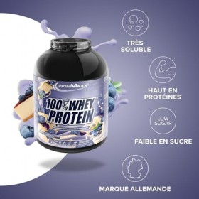 IronMaxx 100% Whey Protein Blueberry Cheesecake – Poudre de protéines de lactosérum hydrosoluble - Riche en protéines - Conti...