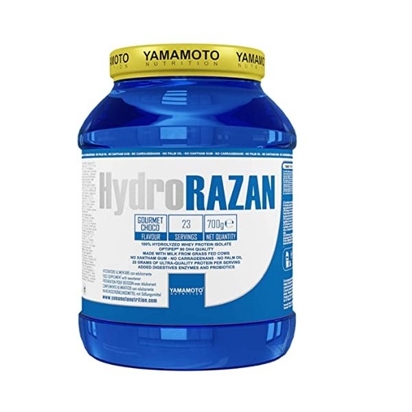Yamamotò Hydro RAZAN Optipep - 700 grammes - protéines lactosérum hydrolysées, certifié Grass fed - Sans gluten, Sans Lactose