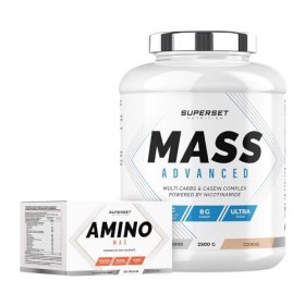 Superset Nutrition | Programme Prise de Masse Débutant - Mass Advanced 2,5kg Cookies - Amino Max