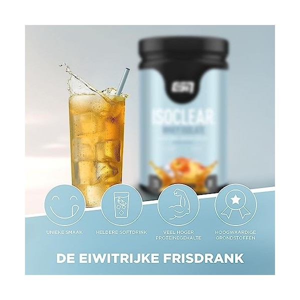 ESN ISOCLEAR Whey Isolate - Goût fruité, délicieux et rafraîchissant léger comme une boisson gazeuse - 908g Thé glacé à la P ...