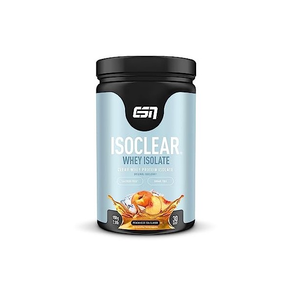 ESN ISOCLEAR Whey Isolate - Goût fruité, délicieux et rafraîchissant léger comme une boisson gazeuse - 908g Thé glacé à la P ...