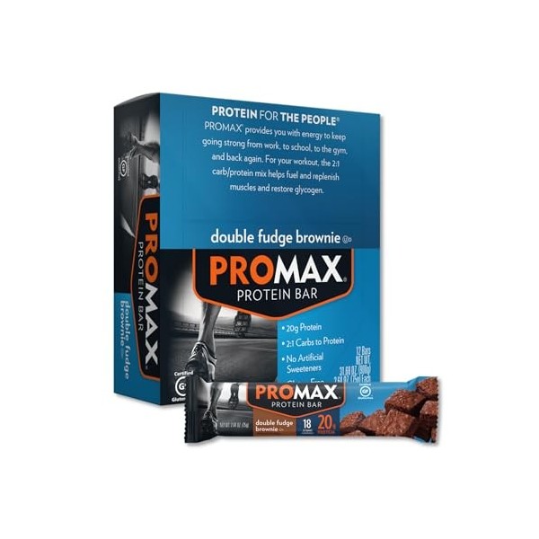 Promax Bar Double Fudge Brownie 75g Boîte de 12 