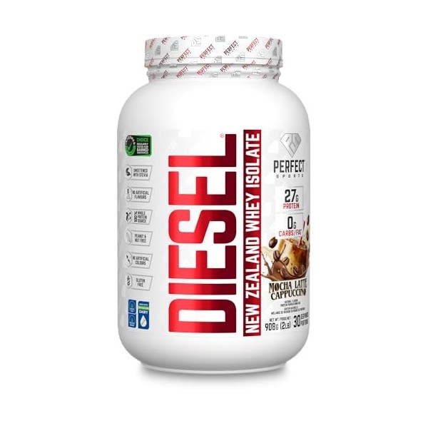 Perfect Sports Diesel New Zealand Whey Isolate Mocha Latte Cappucino 2LB