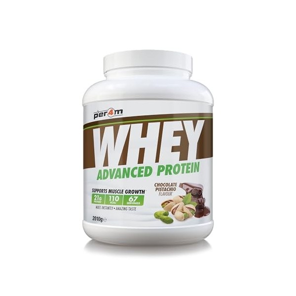 Per4m Whey Protéine Chocolat Pistache 2,01kg – Protéine whey chocolat pistache pour la récupération musculaire
