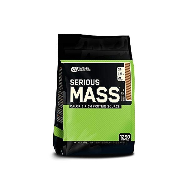 Optimum Nutrition Proteína On Serious Mass 12 Lbs 5,45 Kg Sabor Chocolate crema cacahuete Protéines whey