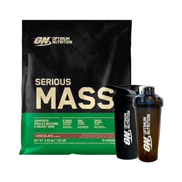 Optimum Nutrition Serious Mass Gainer Whey Protein Powder pour augmenter la masse musculaire avec Creatine Glutamine et Vitam