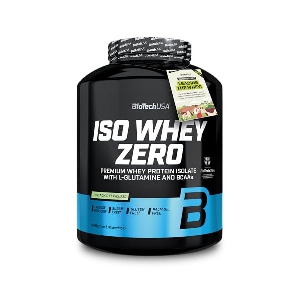 BioTechUSA Iso Whey Zero | Premium Whey Protein Isolate | Grass-Fed | Enzyme-Free | Sugar- and Gluten-free, 1816 g, Pistaches