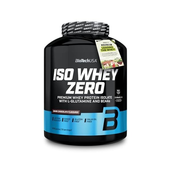 BioTechUSA Iso Whey Zero | Premium Whey Protein Isolate | Grass-Fed | Enzyme-Free | Sugar- and Gluten-free, 1816 g, Chocolat