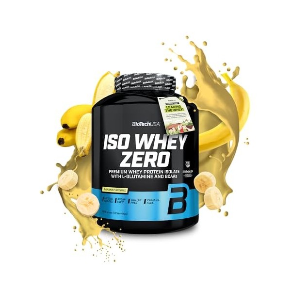 BioTechUSA Iso Whey Zero | Premium Whey Protein Isolate | Grass-Fed | Enzyme-Free | Sugar- and Gluten-free, 1816 g, Banane