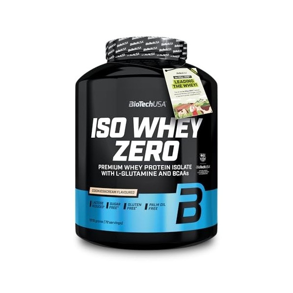 BioTechUSA Iso Whey Zero | Premium Whey Protein Isolate | Grass-Fed | Enzyme-Free | Sugar- and Gluten-free, 1816 g, Cookies &