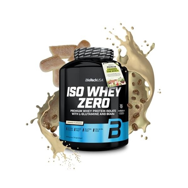 BioTechUSA Iso Whey Zero | Premium Whey Protein Isolate | Grass-Fed | Enzyme-Free | Sugar- and Gluten-free, 1816 g, Tiramisu