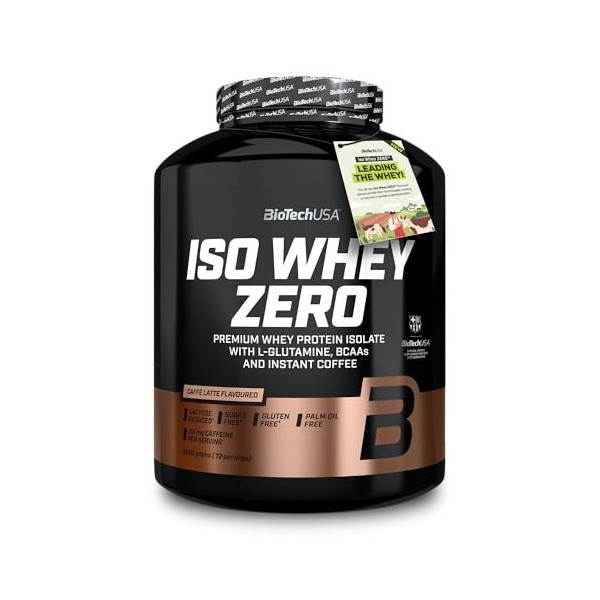 BioTechUSA Iso Whey Zero | Premium Whey Protein Isolate | Grass-Fed | Enzyme-Free | Sugar- and Gluten-free, 1816 g, Caffé Lat