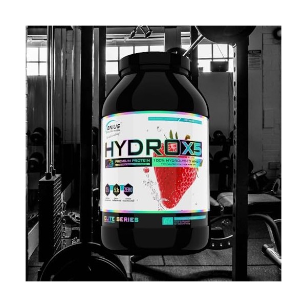 Genius Nutrition Hydro-X5 1800g Fraise - Protéines - Protéine de lactosérum hydrolysée