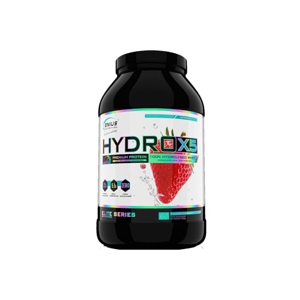 Genius Nutrition Hydro-X5 1800g Fraise - Protéines - Protéine de lactosérum hydrolysée