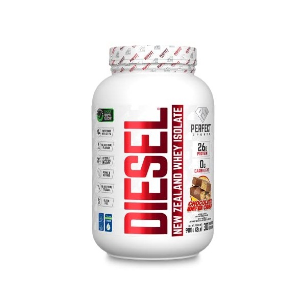 DIESEL Isolat de Protéine de Lactosérum de Nouvelle-Zélande Nourri à lHerbe/Stevia Sucré/Naturellement Aromatisé Wafer Crisp