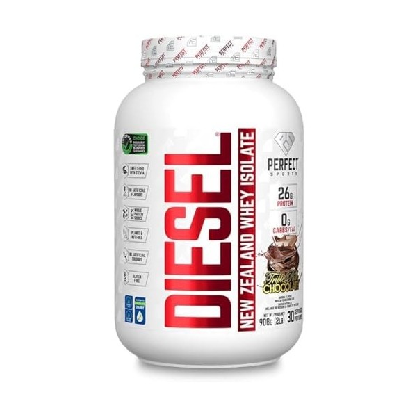 DIESEL Isolat de Protéine de Lactosérum de Nouvelle-Zélande Nourri à lHerbe/Stevia Sucré/Aromatisé Naturellement au Chocolat