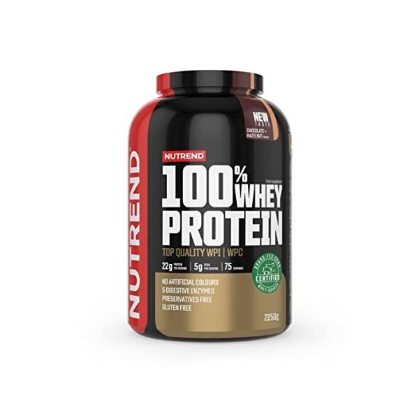 Nutrend 100% Whey Protein, Chocolate & Hazelnut - 2250g Protéines whey