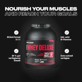 Body Attack Extreme Whey Deluxe Complément pour Sportif Noisette/Nougat 2,3 kg Protéines whey