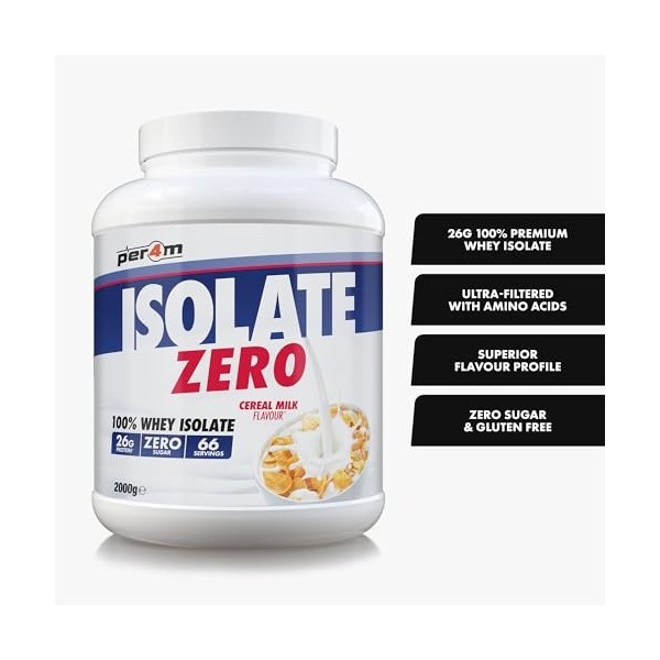 Per4m Isolate Zero Lait Céréales 2kg – Isolat de protéine zéro goût lait de céréales pour le soutien musculaire