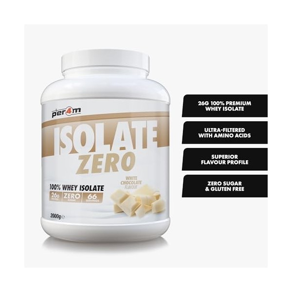 Per4m Isolate Zero Chocolat Blanc 2kg – Isolat de protéine chocolat blanc pour la croissance musculaire