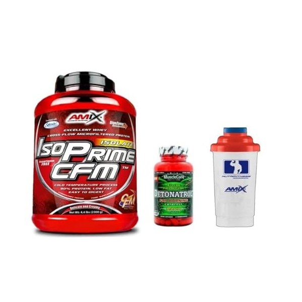 AMIX NUTRITION ISO PRIME CFM ISOLATE Saveur Chocolat 2 kg + AMIX Detonatrol 30 capsules + Fouet Nutrifitness 600 ml
