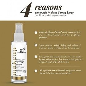 ArtNaturals Spray Fixateur de Maquillage - 118ml - Longue Durée / Tient toute la Journée - 100&nbsp;% Naturel à l’Aloe Vera