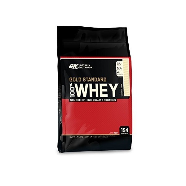 Optimum Nutrition 100 % Whey Gold Standard, Vanilla Ice Cream, 10 poches, Packaging May Vary by Optimum Nutrition