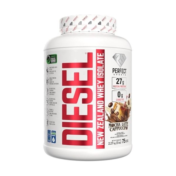 Perfect Sports Diesel New Zealand Whey Isolate Mocha Latte Cappucino 2LB
