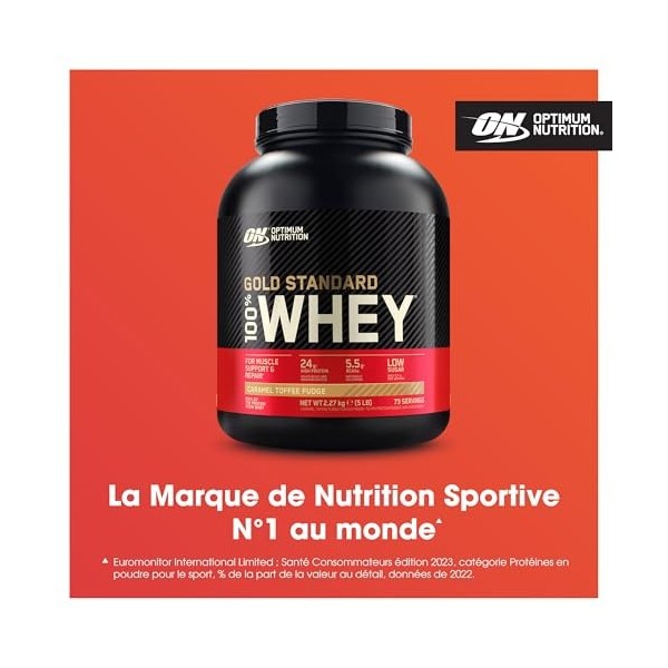 Optimum Nutrition Gold Standard 100% Whey, Poudre de Protéines pour Construction et Récupération Musculaire, avec Glutamine e...