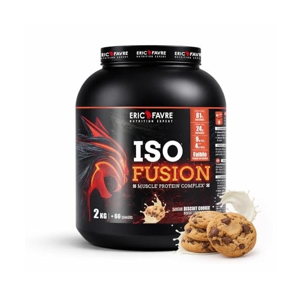 ISO FUSION - 81% de protéines, 9g d’EAA dont 4g de BCAA par shaker - Complexe 5 sources - Haute Digestibilité & Absorption - ...