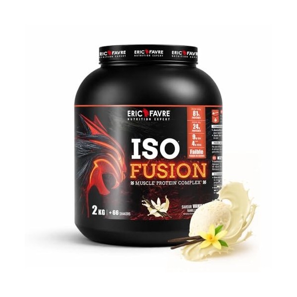 ISO FUSION - 81% de protéines, 9g d’EAA dont 4g de BCAA par shaker - Complexe 5 sources - Haute Digestibilité & Absorption - ...