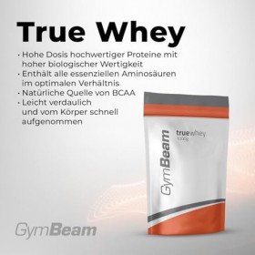 GymBeam True Whey Protein – WPC, filtrée en douceur, jusqu’à 23 g de protéines pour la croissance musculaire, haute valeur bi...