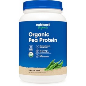 Nutricost Isolat de protéine de pois bio en poudre 0,9 kg – Non aromatisé, certifié biologique par lUSDA, protéines de pla