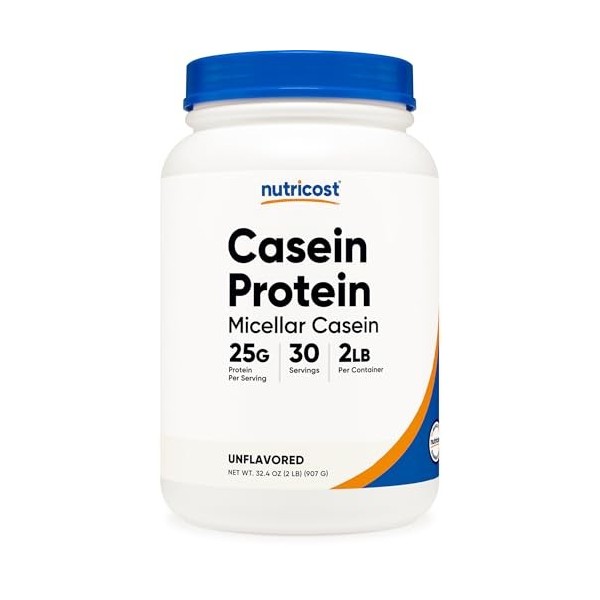 Nutricost Poudre de protéine de caséine 0,9 kg – Caséine micellaire, sans gluten, sans OGM non aromatisée 