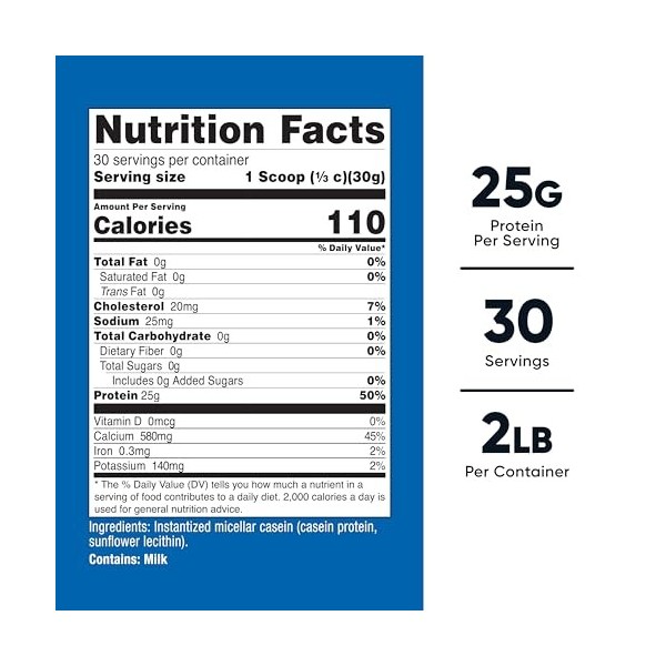 Nutricost Poudre de protéine de caséine 0,9 kg – Caséine micellaire, sans gluten, sans OGM non aromatisée 